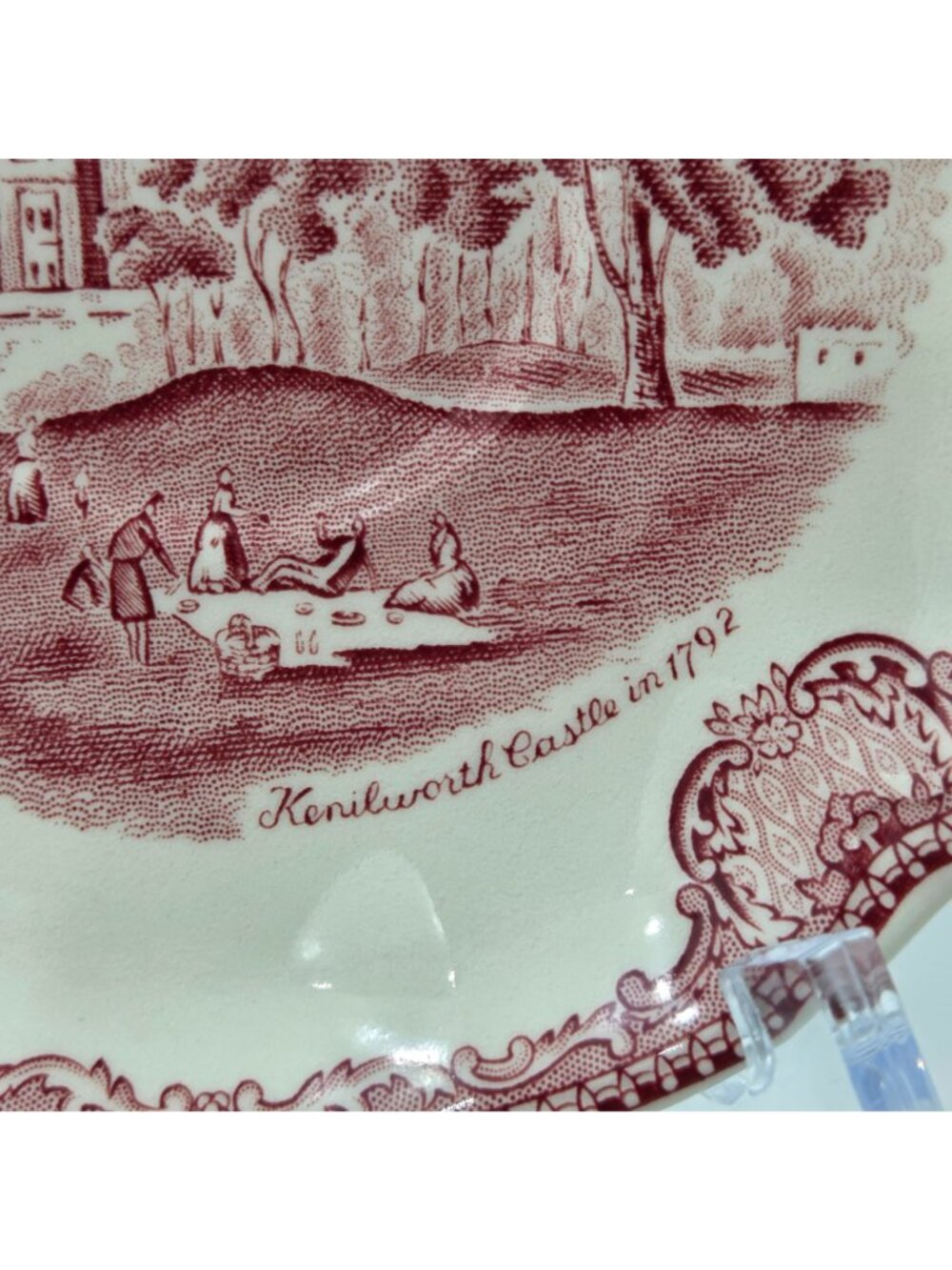 Johnson Brothers Old Britain Castles Pink Flat Cup Saucer Set Kenilworth Castle - Picture 9 of 10